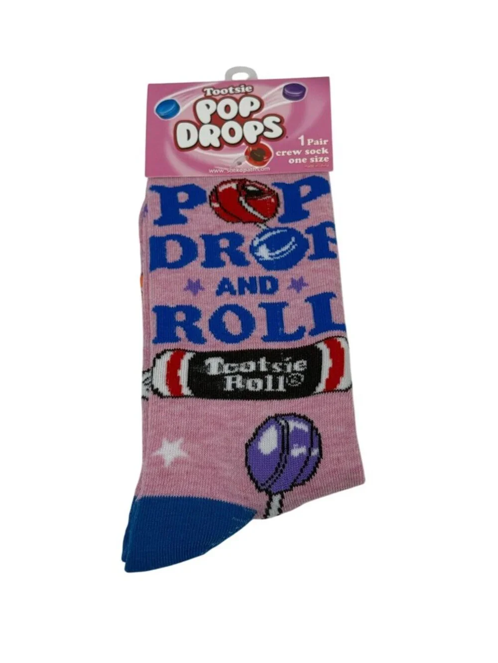 Tootsie Pop Drops and Roll Crew Socks Pink One Size